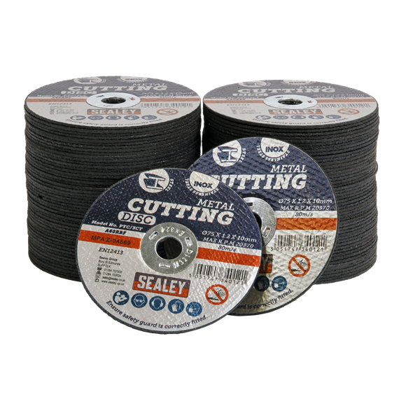 Sealey Cutting Disc Ø75 x 1.2mm Ø10mm Bore General Purpose x100 Pcs PTC/3CT100