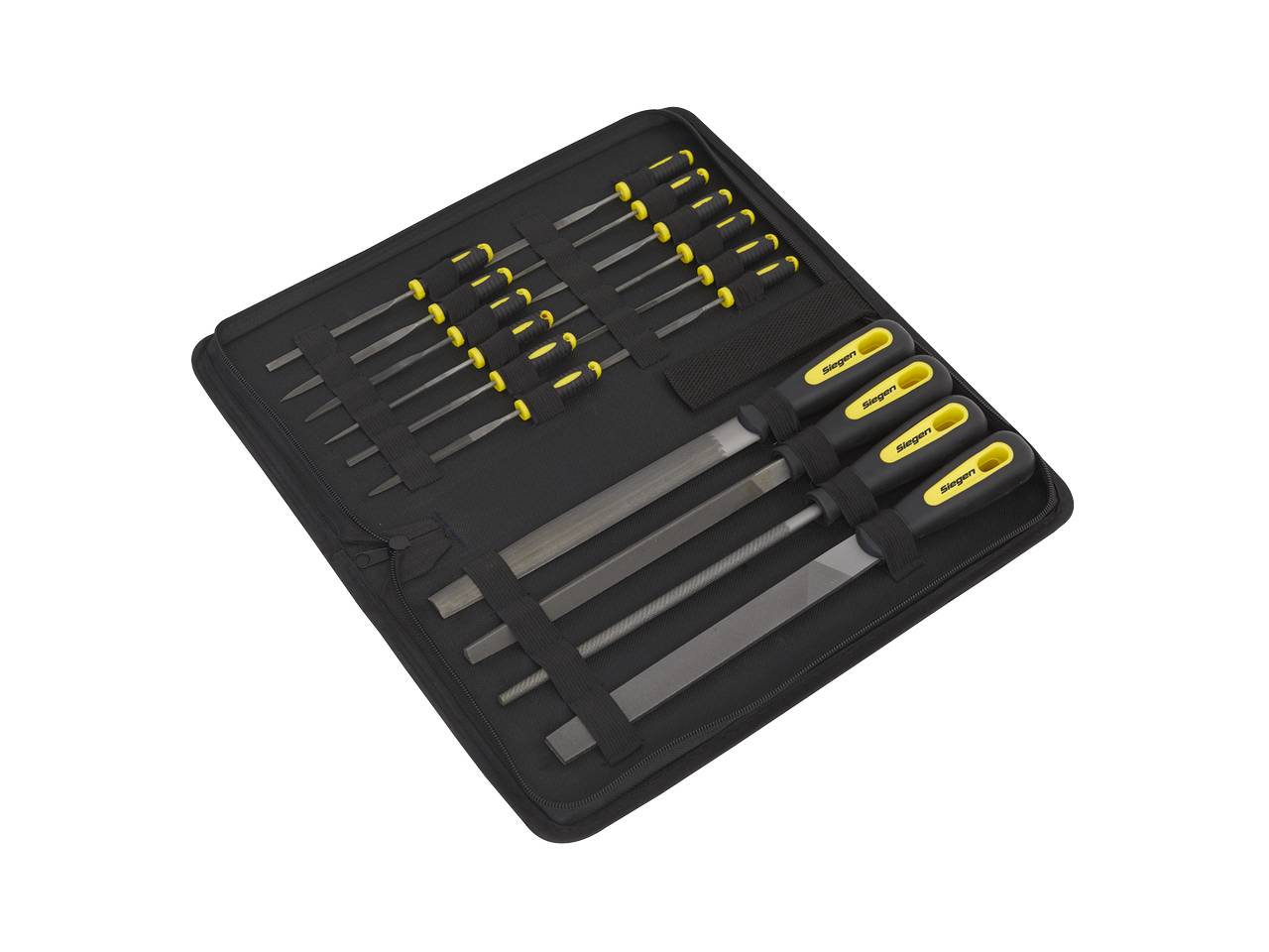 Sealey File Set 16 Pcs Engineers Coarse Needle Set Soft Grip + Carry Case S05781