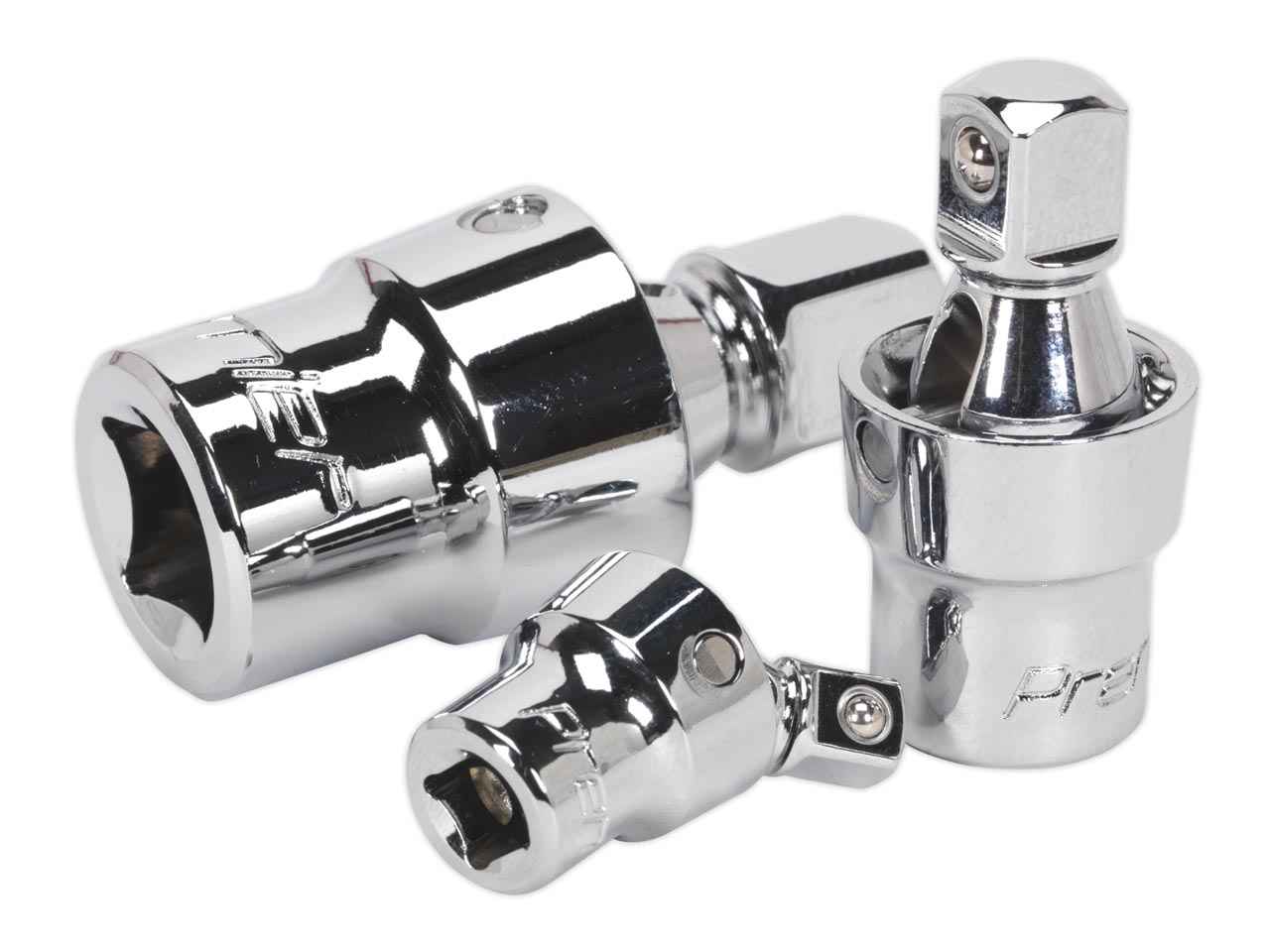 Sealey Universal Joint Set Tempered 3 Pieces 1/4" 3/8" 1/2" Square Drive AK27371