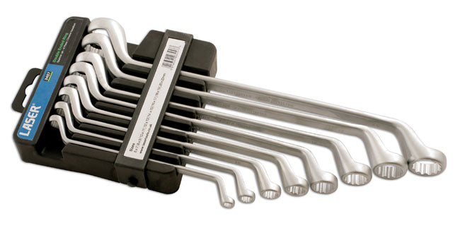 LASER 3457 8-Piece Offset Ring Spanner Set 6-22mm Chrome Vanadium Satin Finish