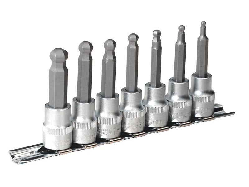 Sealey Hex Ball-End Socket Bit Set 7 Pieces Metric 3/8" Square Drive 62mm AK621