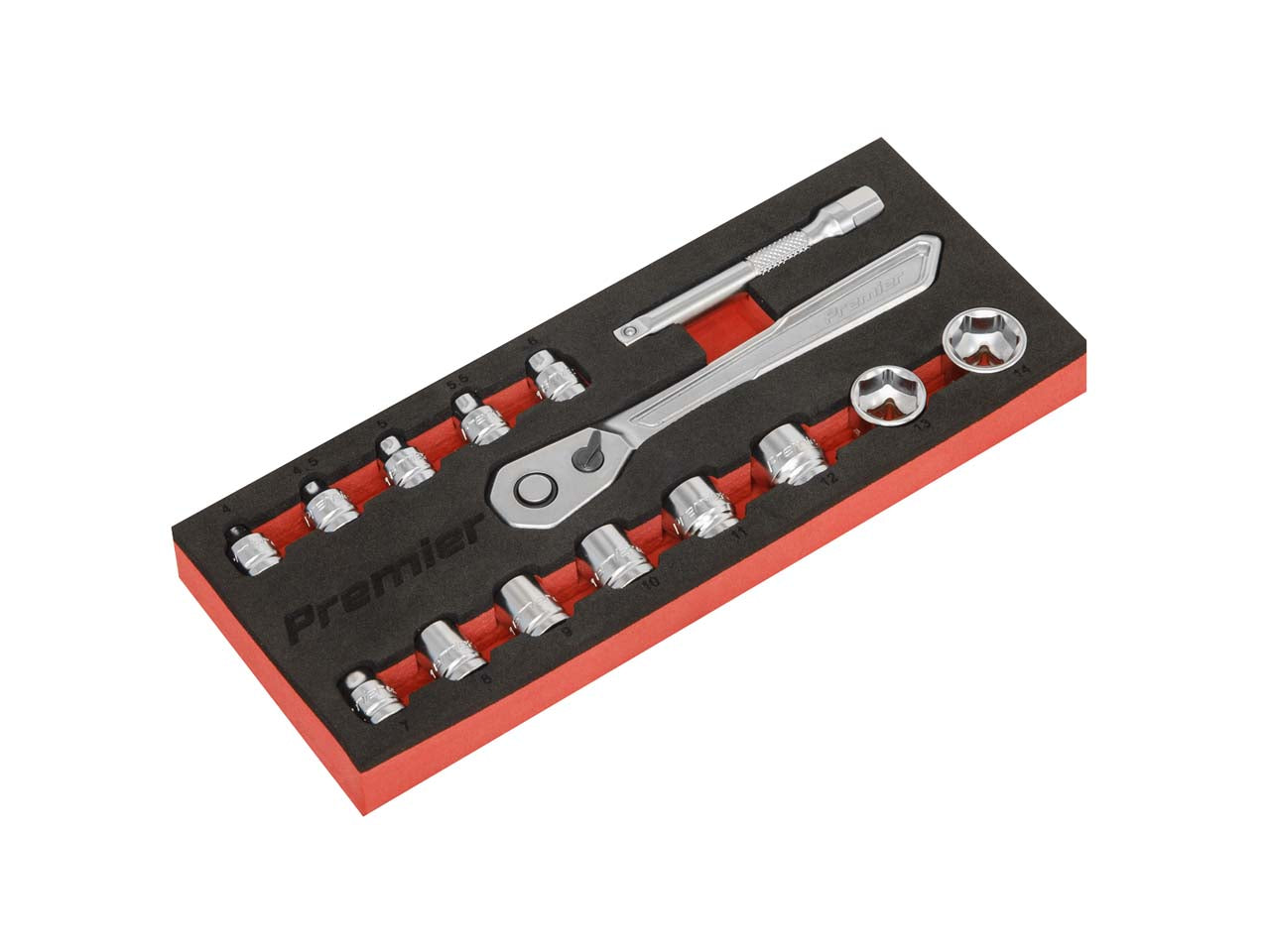 Sealey Low Profile Socket Set 15 Pieces 1/4" Square Drive - Metric AK5783