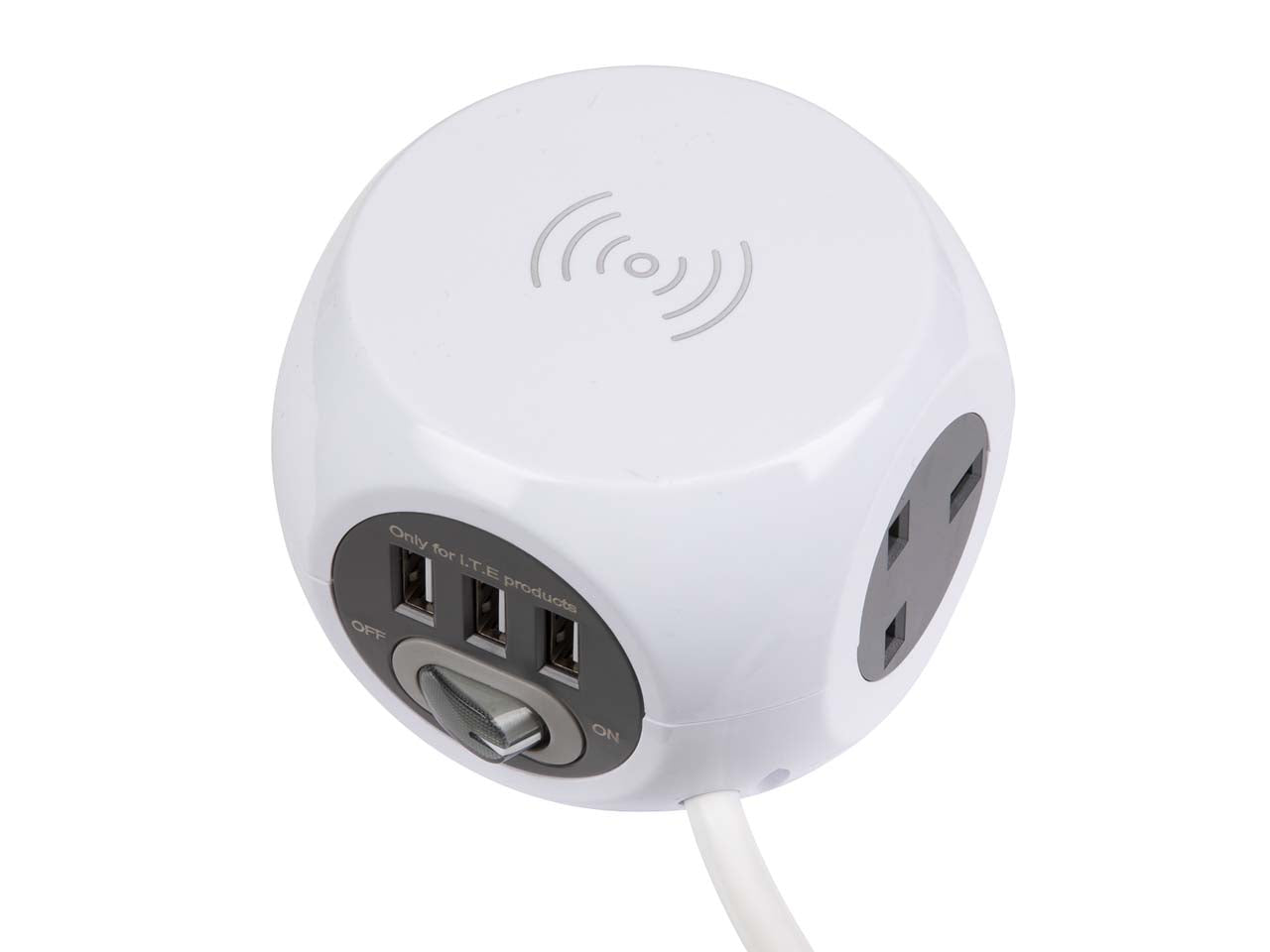 Sealey Extension Cable Cube 1.4m 230V 3-USB Socket Wireless Charging Pad EL144WC