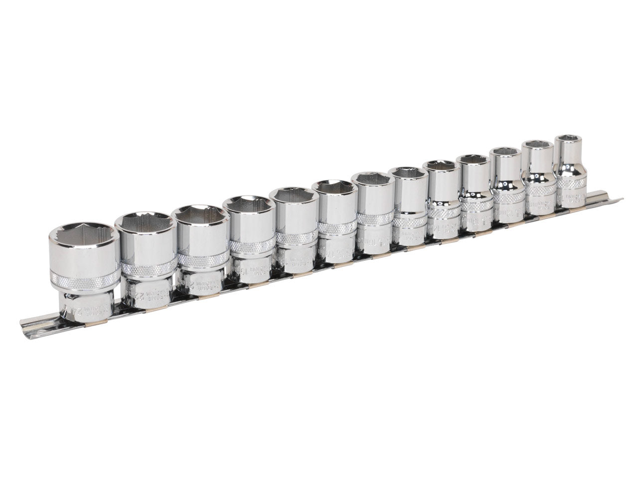 Sealey Socket Set 13 Pcs 1/2" Square Drive Lock-On 6 Point Metric 10-24mm AK2742