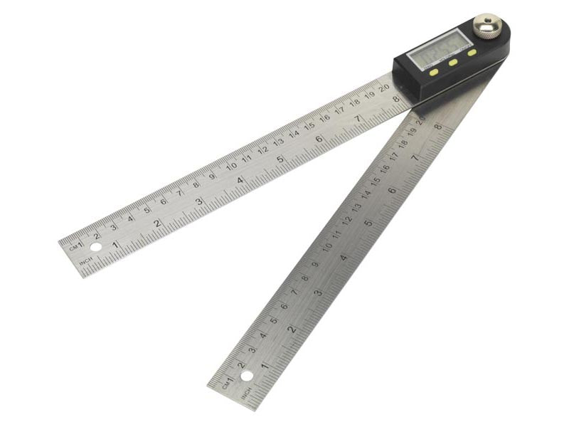 Sealey Digital Angle Rule 200mm/8" 0°-360° Angle Finder Battery Powered AK7200