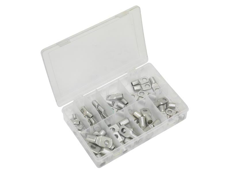 Sealey Copper Lug Terminal Assortment 52 Pieces Electrical + Storage Box AB016CT