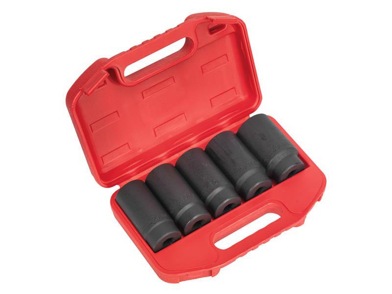 Sealey Impact Hub Nut Socket Set 5 Pieces 1/2" Square Drive Tool Kit SX050