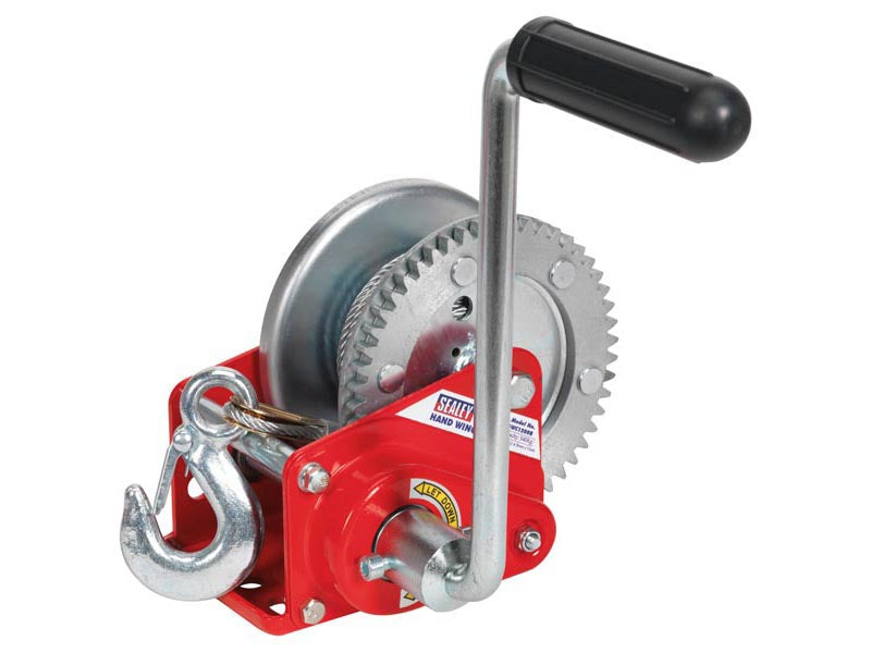 Sealey Geared Hand Winch With Brake Cable 540kg Capacity Hardened Steel GWC1200B