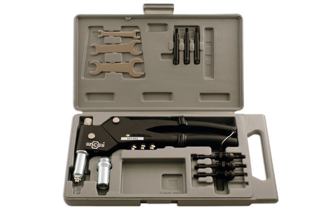 LASER 3713 9Pcs Blind Rivet Pliers Swivel Head Set With Mandrel Nut Bolt Rivets