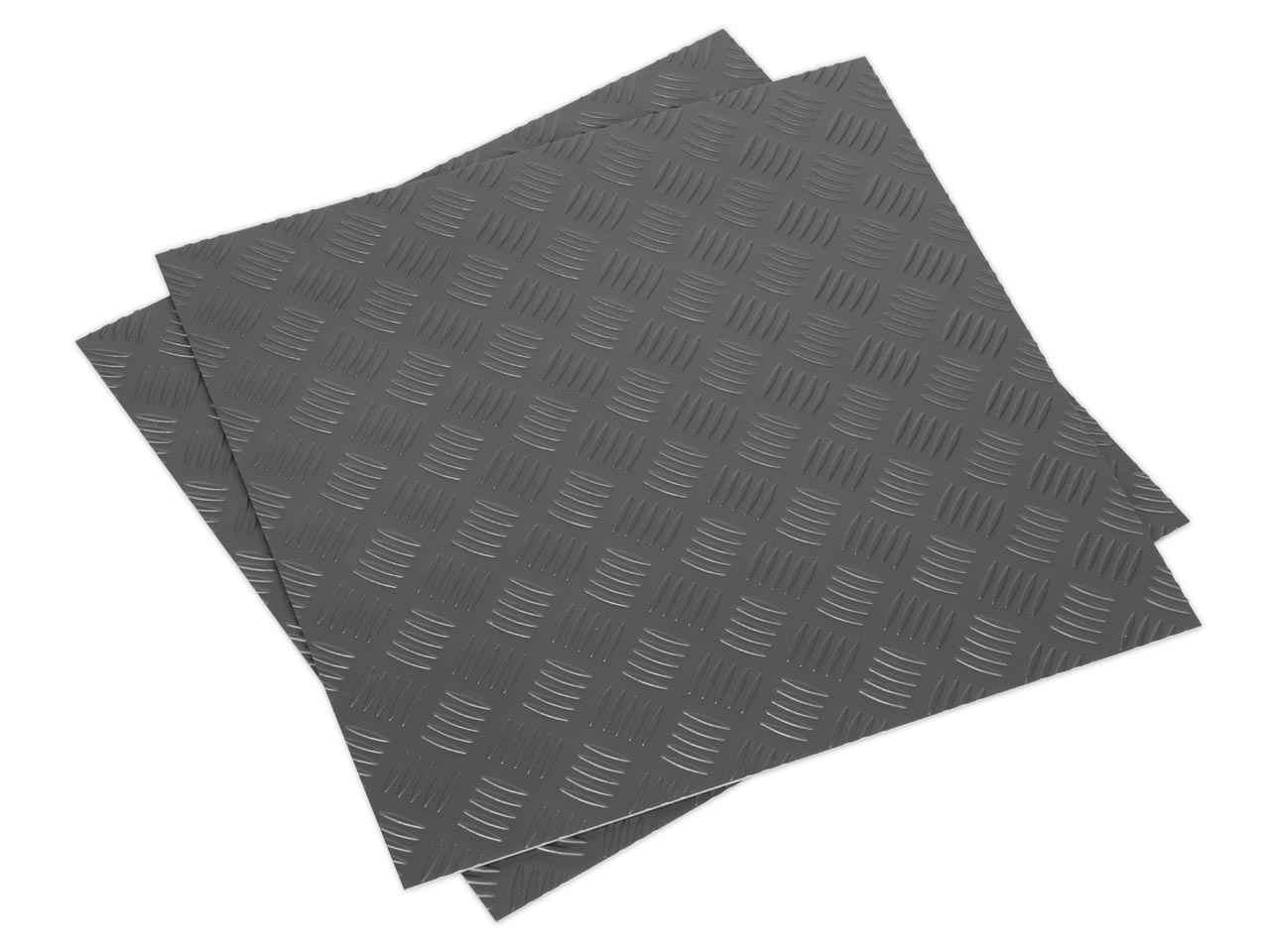 Sealey Vinyl Floor Tile With Peel & Stick Back Silver Treadplate Pack Of 16 FT1S