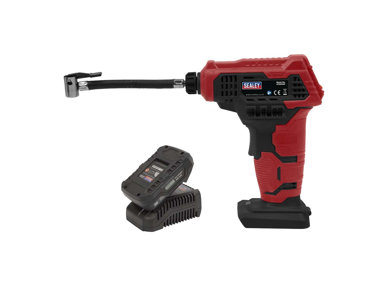 Sealey 20V 2Ah SV20 Series Cordless Air Pump Kit With Rubber Grips CP20VAPKIT1