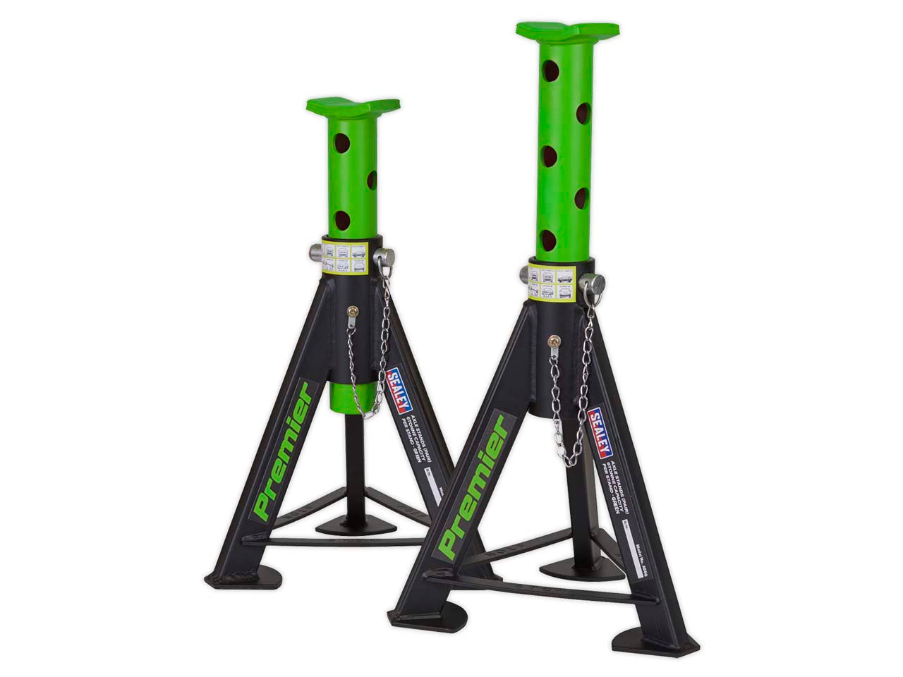 Sealey Load Axle Stands Pair 6 Tonne Capacity Per Stand Heavy Duty - Green AS6G