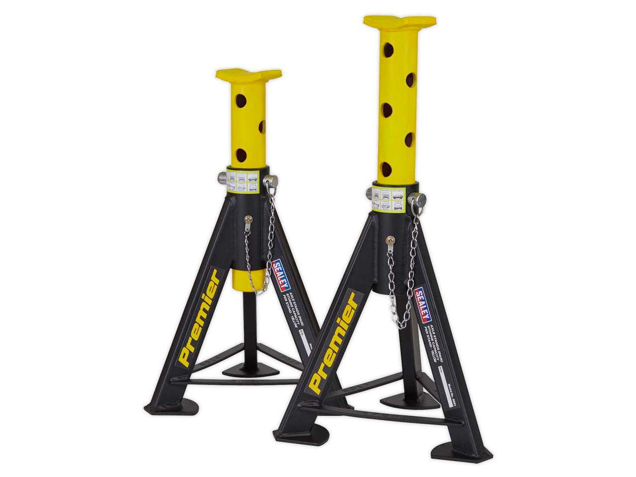 Sealey 2x Heavy Duty Lift Axle Stands 6 Tonne Capacity/Stand - Yellow AS6Y