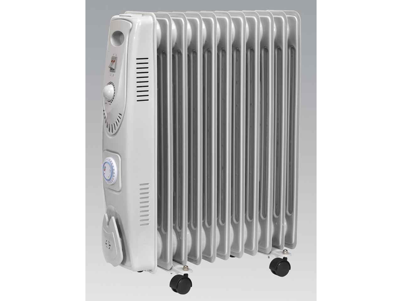 Sealey 2500W 11-Element Oil Filled Radiator With Timer For Office Home RD2500T