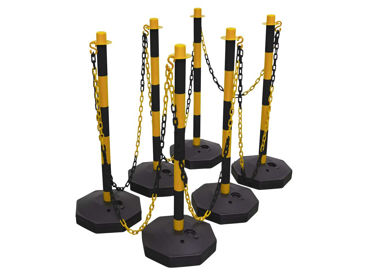 Sealey 25m Highly Visible Black/Yellow Post & Chain Kit Six Posts Safety BYSBKIT