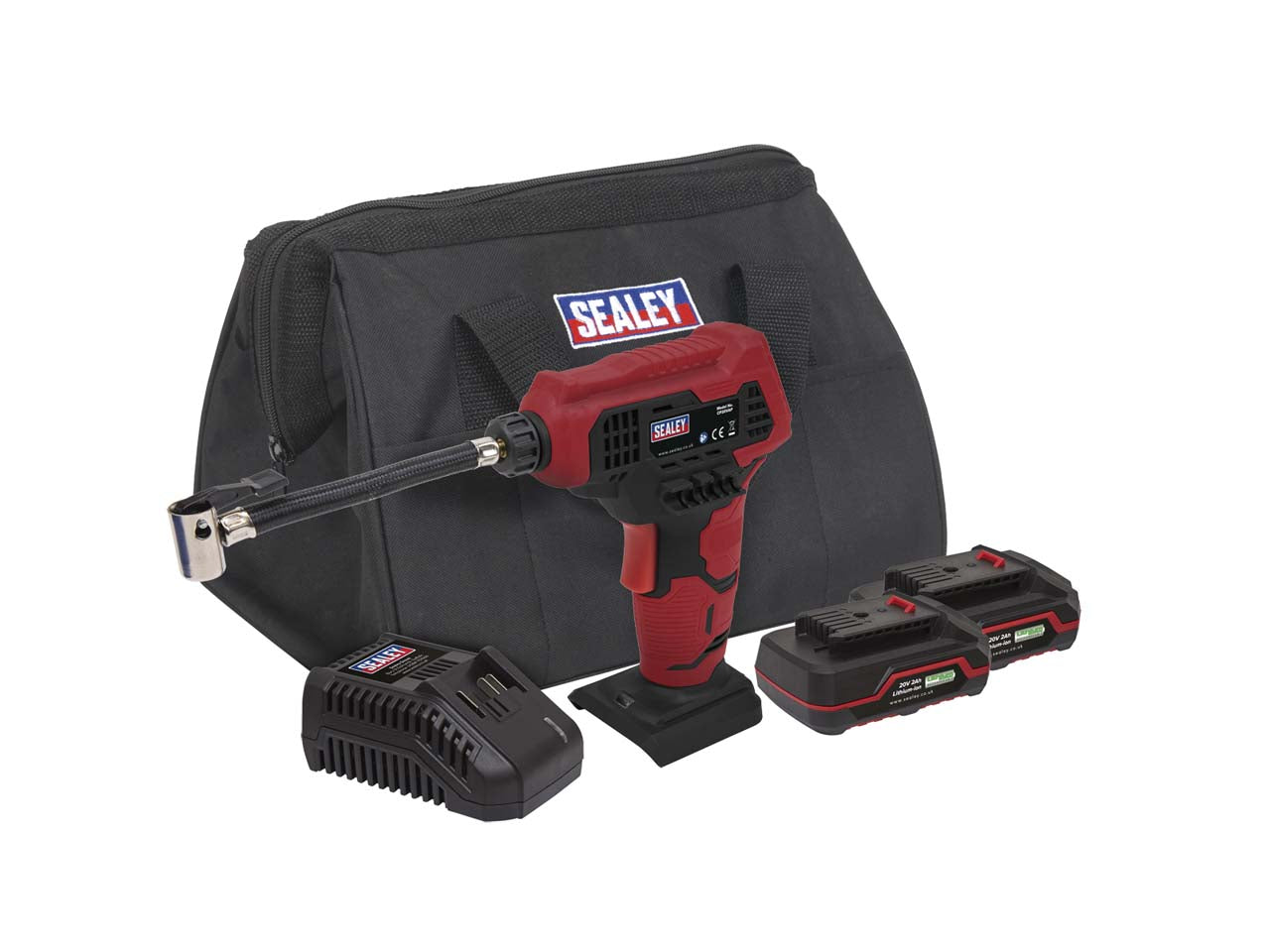 Sealey 20V SV20 Series Cordless Air Pump Kit - 2x 2Ah Batteries CP20VAPKIT