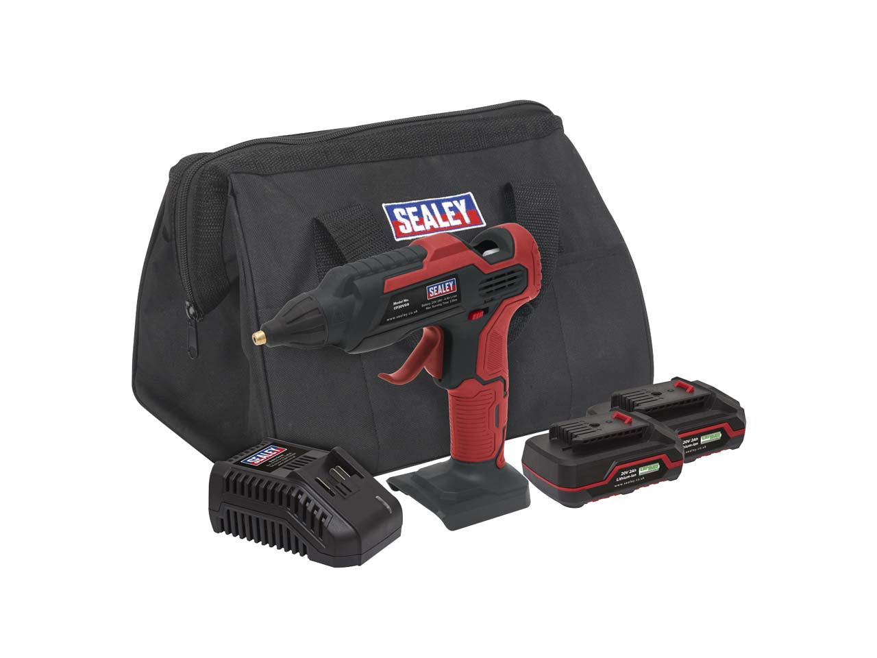 Sealey 20V SV20 Series Cordless Glue Gun Kit - 2x 2Ah Batteries CP20VGGKIT