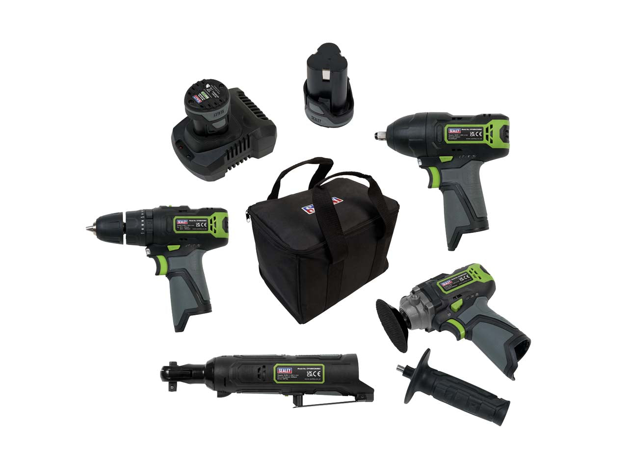 Sealey SV108 Series 4 x 10.8V Cordless Combo Kit - 2x 2Ah Batteries CP108VCOMBO1
