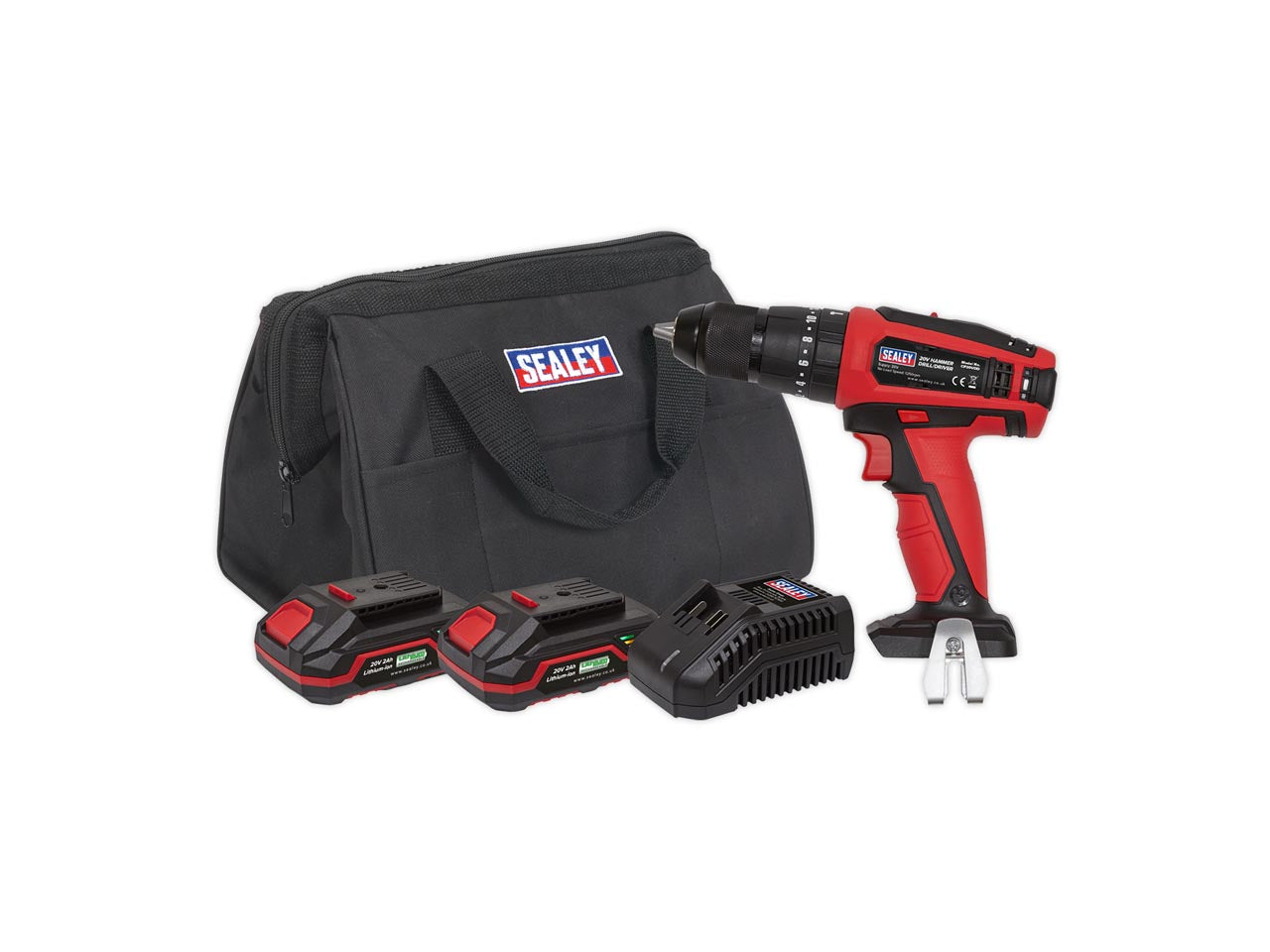Sealey 20V SV20 Series Ø13mm Combination Drill - 2 Batteries CP20VDDKIT