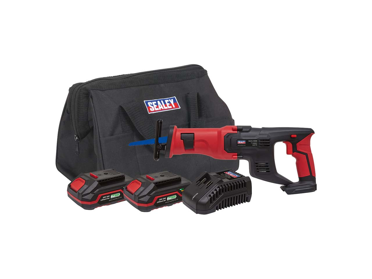 Sealey 20V SV20 Series Cordless Reciprocating Saw Kit 2x 2Ah Battery CP20VRSKIT