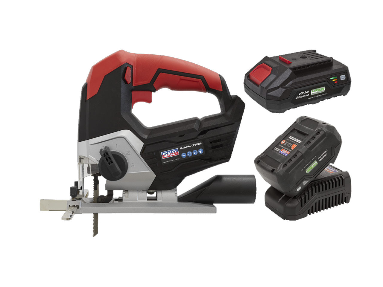 Sealey 20V 1x 4Ah 1x 2Ah SV20 Series Cordless Jigsaw Kit 2 Batteries CP20VJSKIT