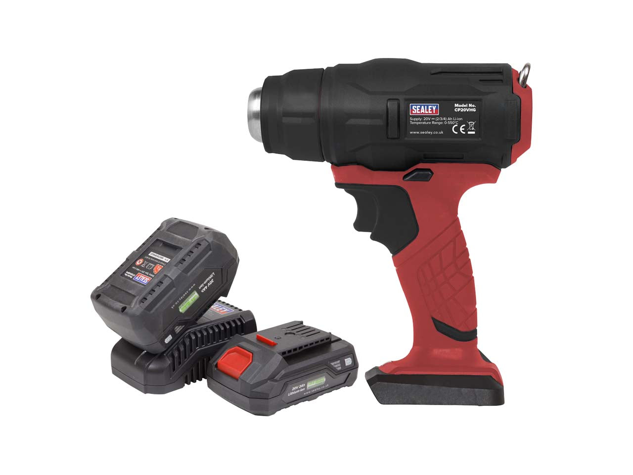 Sealey 20V SV20 Series Cordless Hot Air Gun Kit - 1x 4Ah 1x 2Ah CP20VHGKIT2