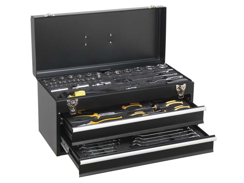 Sealey Portable Tool Chest Box Storage Cabinet 2 Drawers 90 Pcs Tool Kit S01055