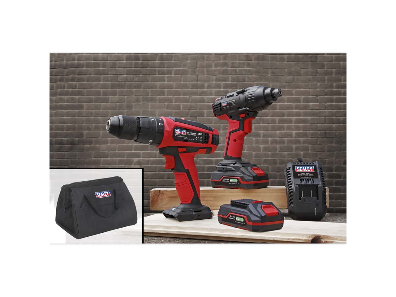 Sealey 20V 2x2.0Ah Cordless 13mm Hammer Drill Driver Combo Kit CP20VDDCOMBO