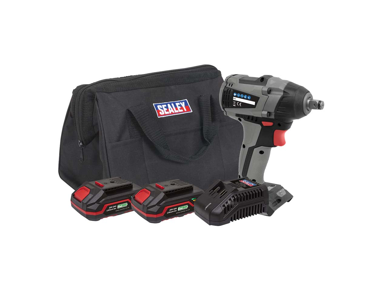 Sealey 20V SV20 Series 4Ah 1/2" Drive Brushless Impact Wrench Kit CP20VIWXKIT