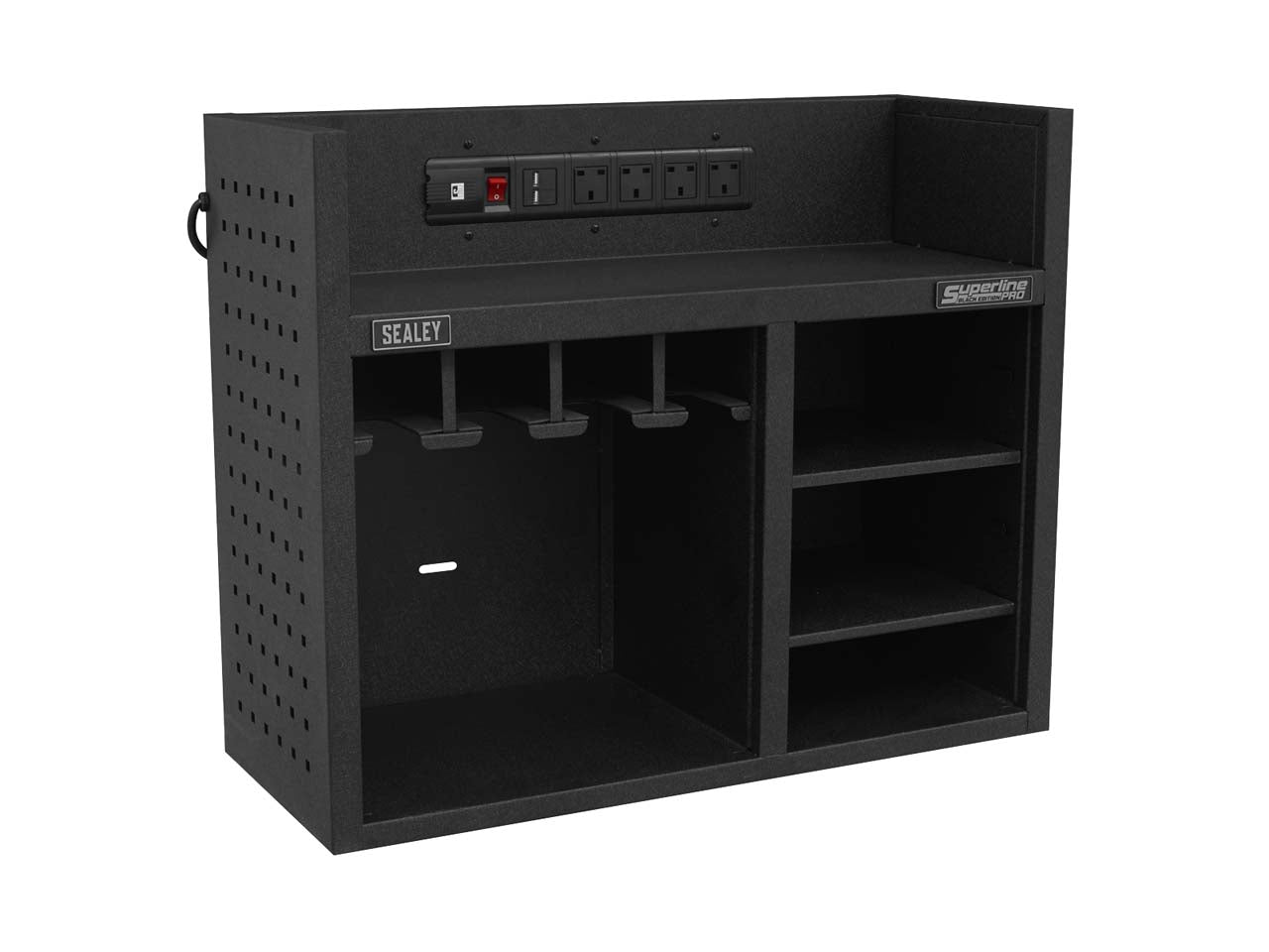 Sealey 760mm Power Tool Storage Rack With Power Strip Tool Organiser AP30SRBE