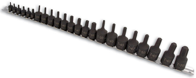 LASER 3929 23Pcs Screwdriver Star Bit Set 1/4" 3/8" 1/2" Drive CrMo Steel Tools