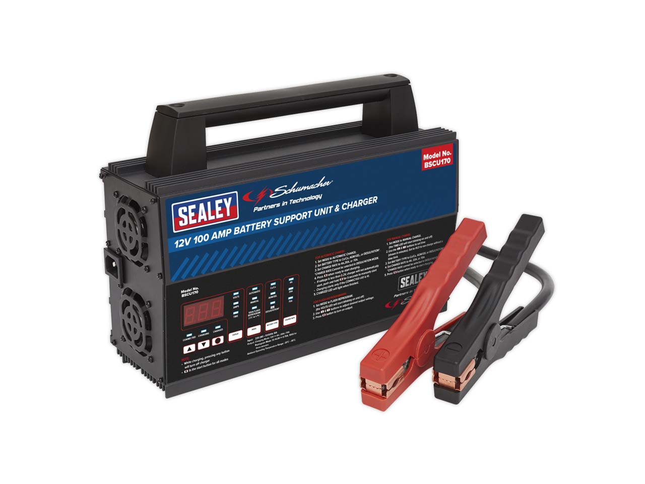 Sealey Schumacher Battery Support Unit Charger 12V 100A Fully Automatic BSCU170