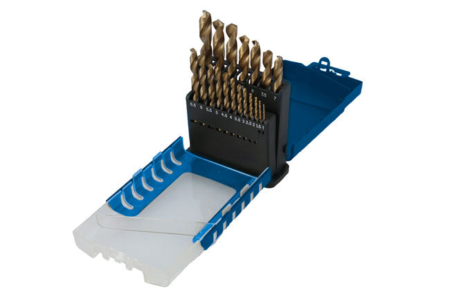 LASER 4004 19-Piece Titanium Coated HSS Twist Drill Bit Set 1-10mm Storage Case