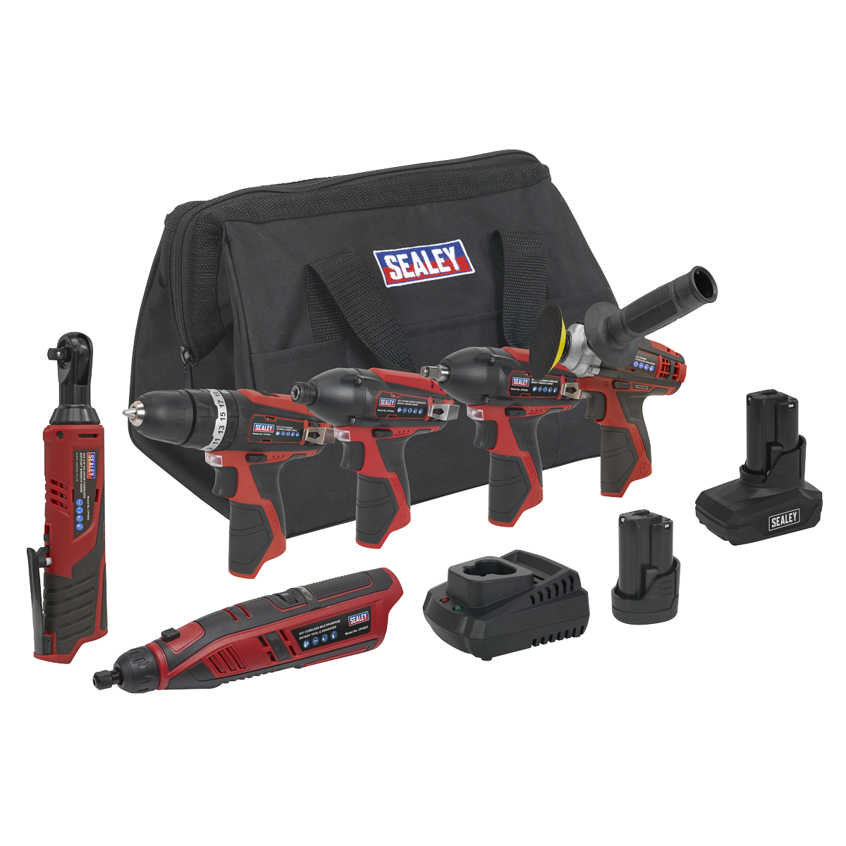 Sealey SV12 Series 6 x 12V Ergonomic Cordless Power Tool Combo Kit CP1200COMBO2