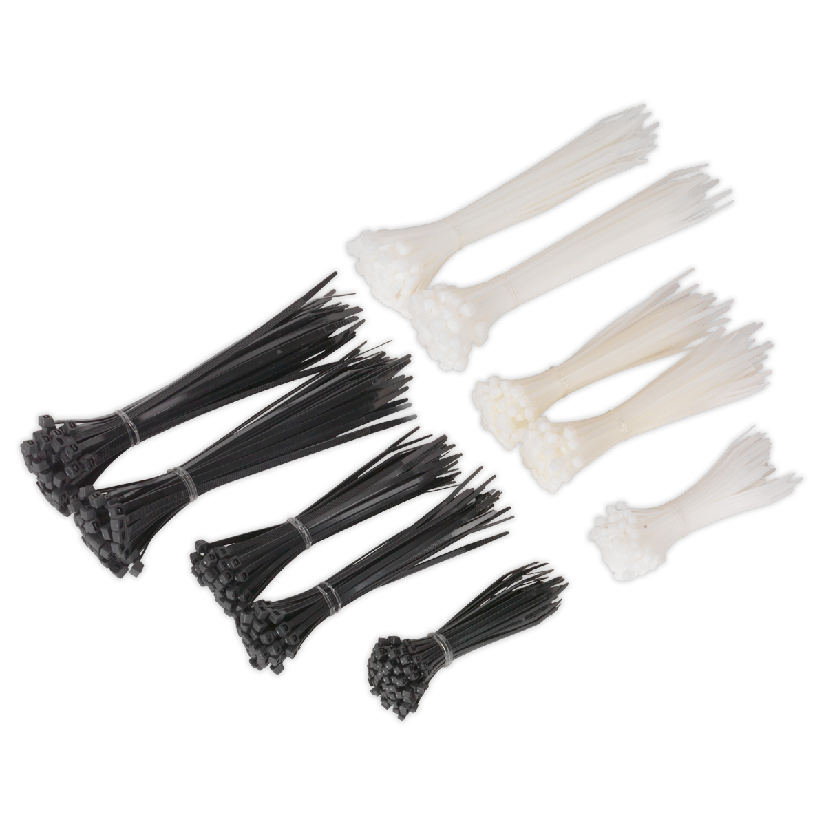 Sealey Cable Zip Ties Assorted In Three Sizes Black/White Pack of 600 CT600BW