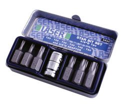 LASER 0595 7Pcs Screwdriver Star Bit Set 3/8" Drive Chrome Vanadium Steel
