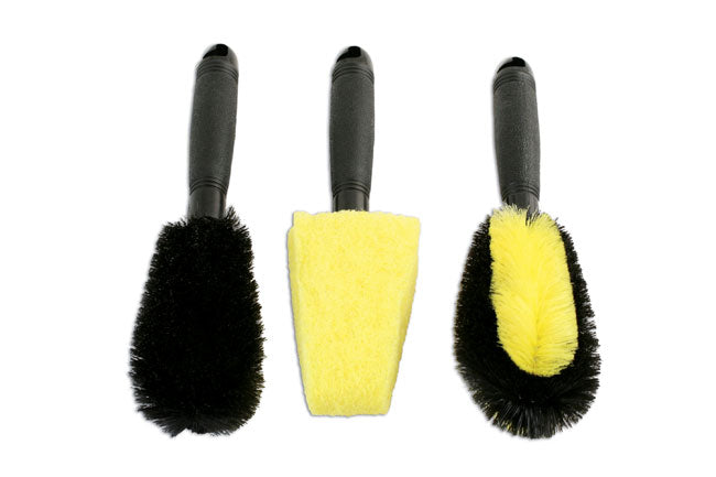 LASER 5008 Wheel Brush Set 3pc For Alloy Wheel Cleaning Fine Coarse Sponge