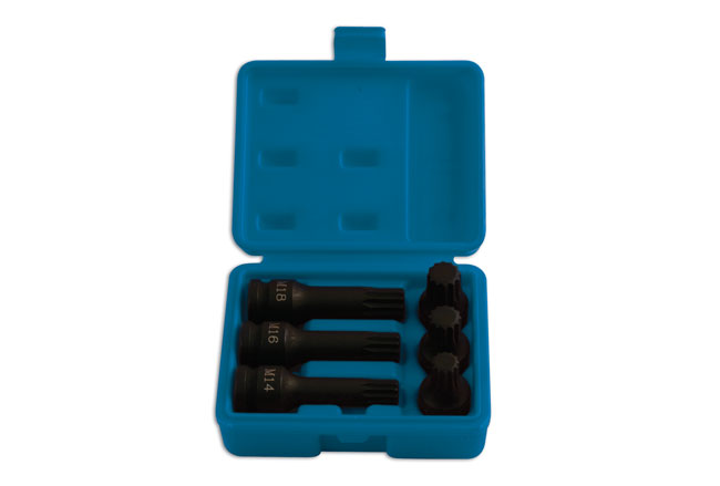 LASER 5019 6Pcs Screwdriver Spline Socket Bit Set 1/2" Drive CrMo Steel Impact
