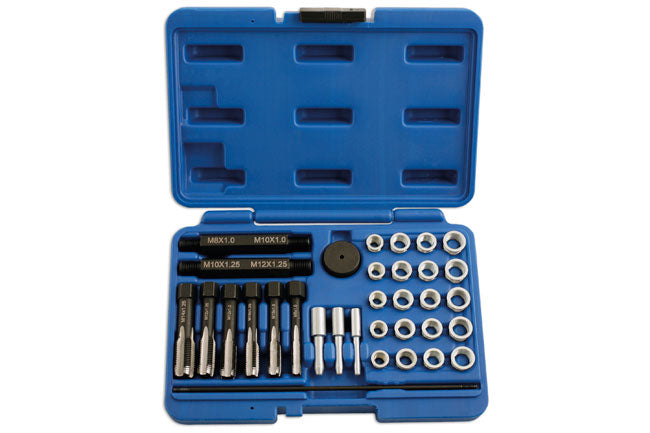 LASER 5206 33Pcs Glow Plug Thread Tap Set For M8 M10 M12 Alloy Cylinder Heads