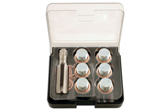 LASER 5228 Oil Drain Plug Thread Repair Kit M17 x 1.5 With 6 Plugs & 12 Washers