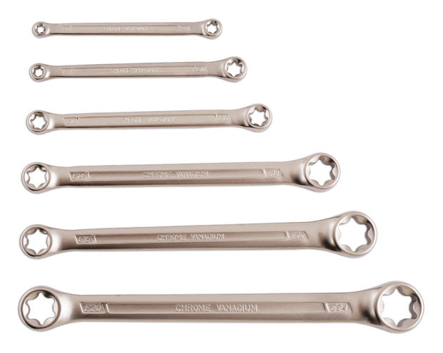 LASER 5452 Star Ring Spanner Set 6pc E6-E24 Chrome Vanadium Steel Wrenches