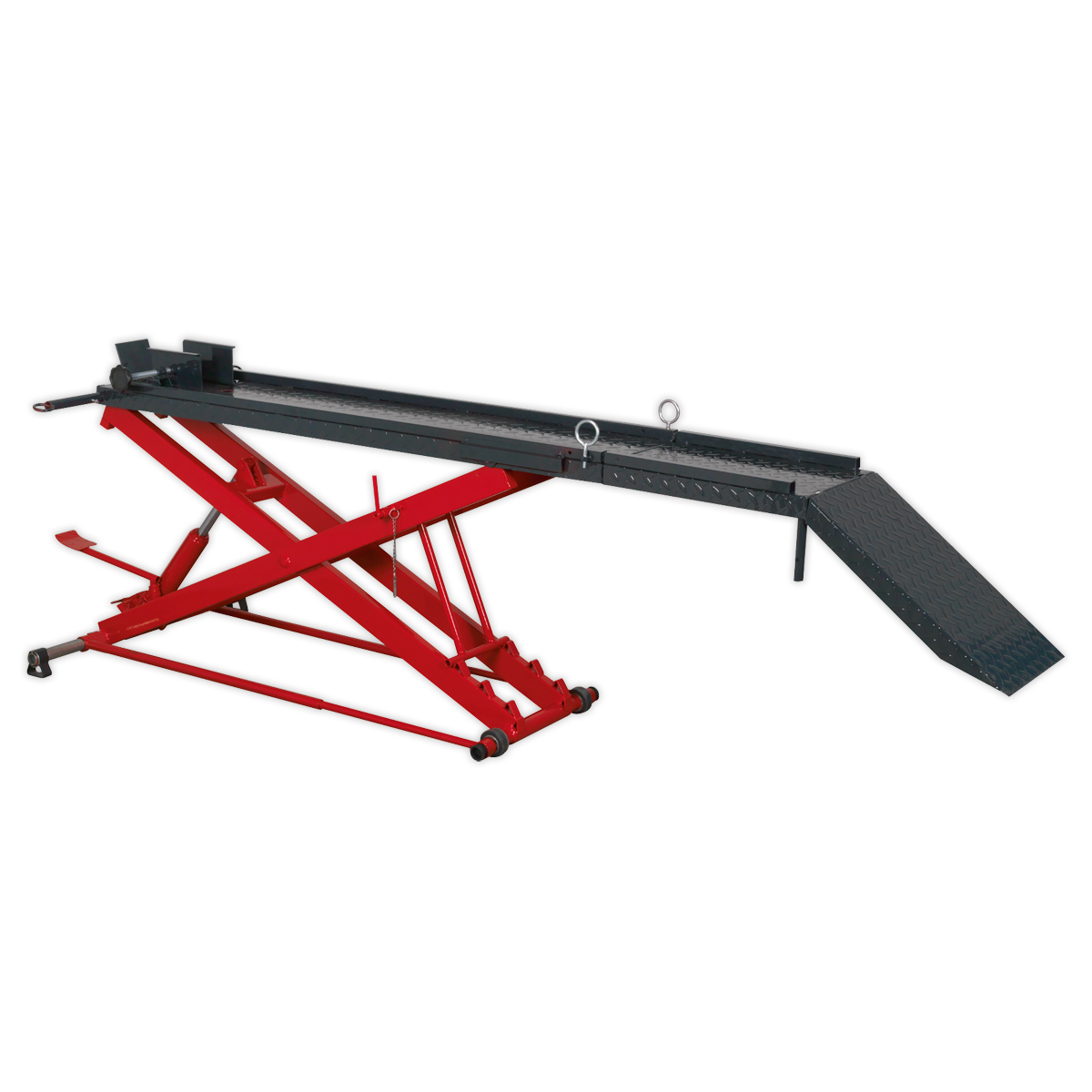 Sealey 450kg Hydraulic Motorcycle Lift With Platform Safety Lock Red/Black MC550