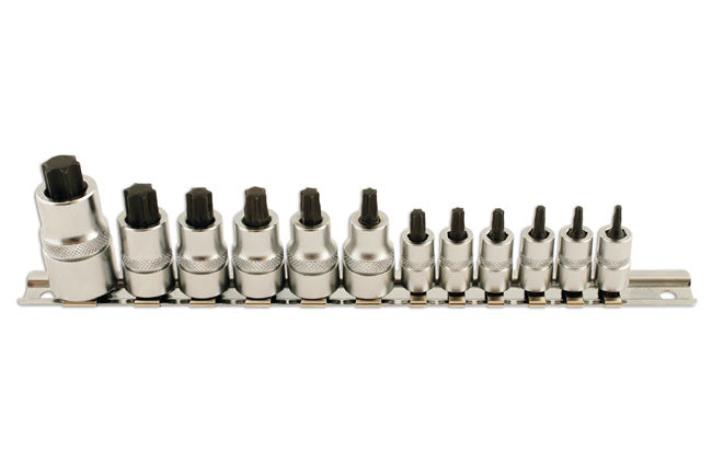 LASER 5521 12Pcs Screwdriver Stubby Torx Star Socket Bit Set S2 Chrome Vanadium