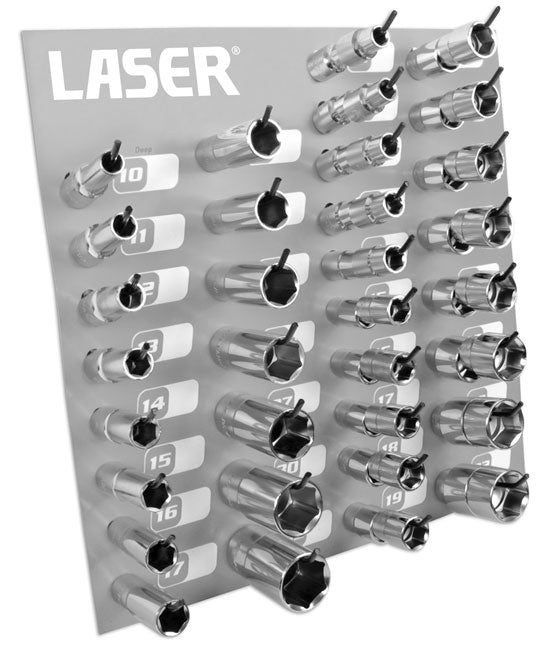 LASER 1160 Complete Socket Rack Tray 1/2" Drive Chrome Vanadium Workshop Garage