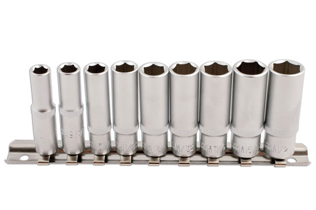 LASER 5692 AF Deep Socket Wrench Set 1/4" Drive 9-Piece Chrome Vanadium Steel