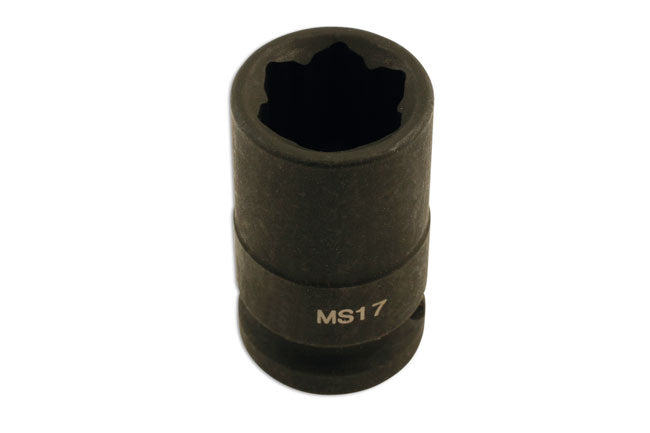 LASER 5707 Convex Wheel Nut Socket 17mm 1/2" Drive Chrome Vanadium Steel