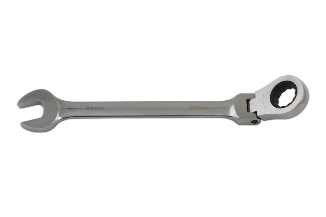 LASER 5753 Ratchet Ring Open-Ended Spanner 24mm Spanner Chrome Vanadium Steel