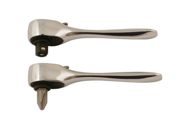 LASER 5822 Reversible Ratchet Short 1/4" Drive Chrome Vanadium Steel 60 Teeth
