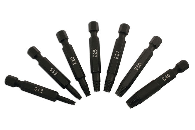 LASER 5964 Torx Extractor Set 7pc S2 Silicon Steel 1/4" Quick Chuck Shank