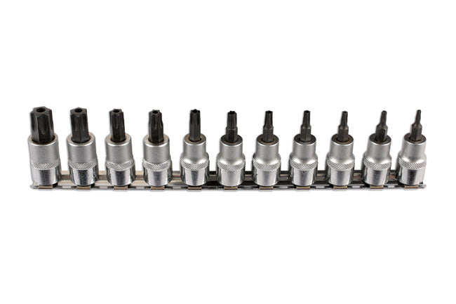 LASER 6068 11Pcs Screwdriver Tamperproof Star Torx Bit Set 3/8" Drive CRV Steel